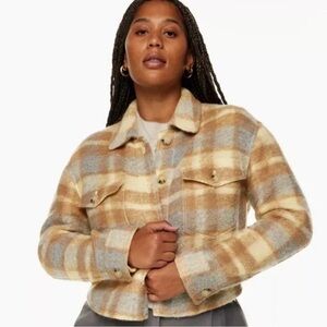 Aritzia The Ganna Cropped Shirt Jacket Size Large Wool Blend Shacket